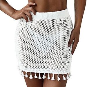 SHEIN White Crochet Fringe Skirt